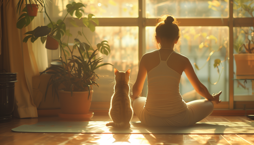 Tranquil Meditation with Cat